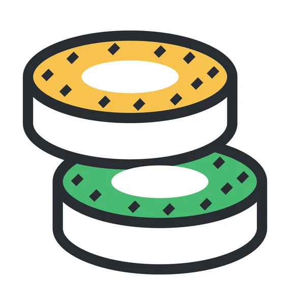 Donut Gekleurde Vector Pictogram — Stockvector