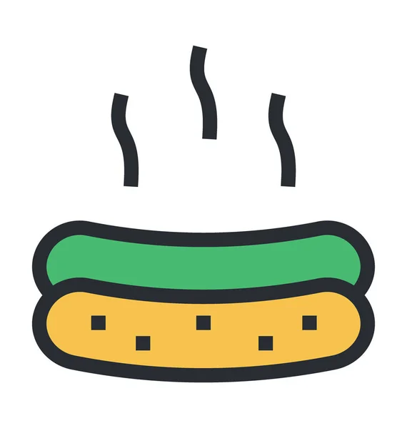 Hot Dog Gekleurde Vector Icon — Stockvector