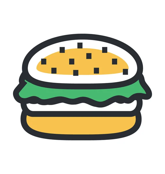 Burger Colorido Vetor Ícone — Vetor de Stock