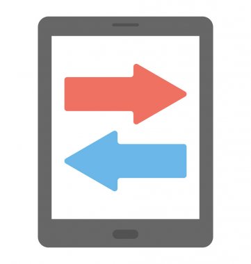 İki ok, mobil yedekleme ile mobil ekran