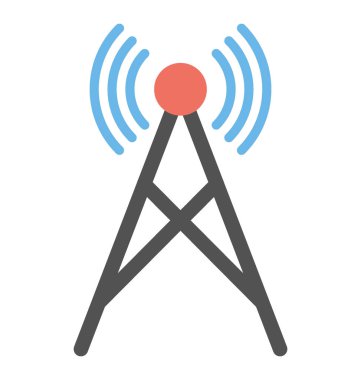 Kablosuz internet sinyal kulesi düz simge tasarımı