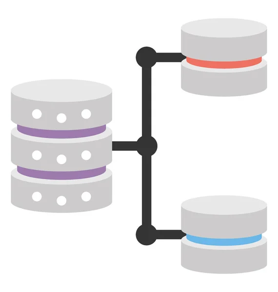 Bir Ana Veritabanı Sunucuları Ile Bağlantılı Paylaşılan Sunucusu — Stok Vektör