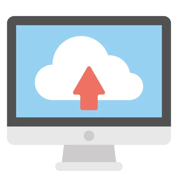 Monitor Bildschirm Mit Wolke Nach Oben Pfeil Website Hochladen — Stockvektor