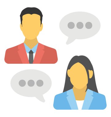 Kabarcık işaretleri diyalog temsil eden iki kişi