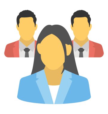 Bir grup insan iş takım kavramı gösterilen avatarlar tarafından temsil