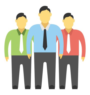 Bir grup insan iş takım kavramı gösterilen avatarlar tarafından temsil