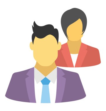 İki kişi, bir erkek ve bir kadın avatarları meslektaşları bayraklarında