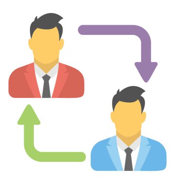 İki kişiyle iletişim temsil eden oklar