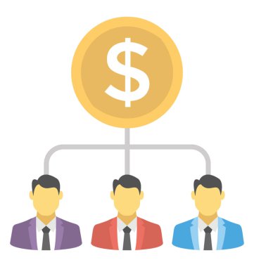 Bir grup insan için dolar çalışanın ücret bayraklarında işareti bağlı