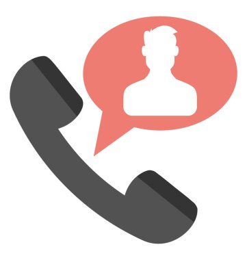 Telefon ahizesi balon iletisinde telefon operatörü sembolik adam avatar ile