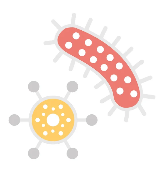 Bactéries Microscopiques Microbes Germes Design Icône Plate — Image vectorielle