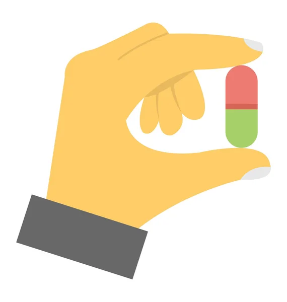 Hand Holding Capsule Weergegeven Drug Dosis Concept — Stockvector