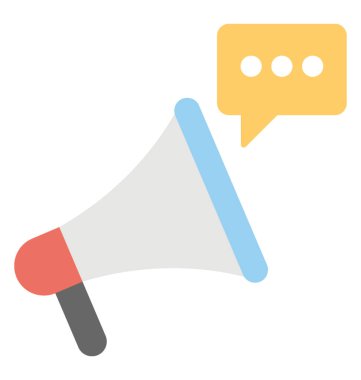 A sözcü telefon ile kabarcık mesaj sembol gösteren ilan