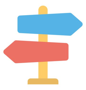 Bir ahşap renk işareti mesaj veya guideposts düz vektör simgesi