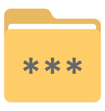 Muhtemelen şifre, klasör kilidi yazılım simgesi olan yıldız işareti ile dosya klasörü