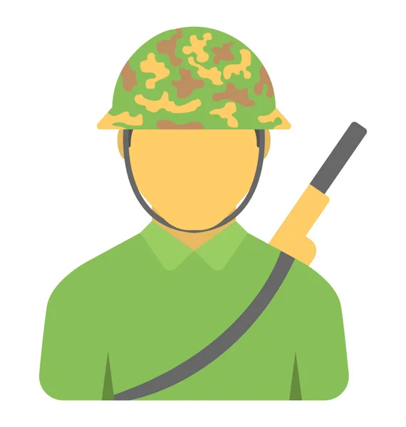 Male Avatar Fully Dressed Armed Soldier — Stock Vector
