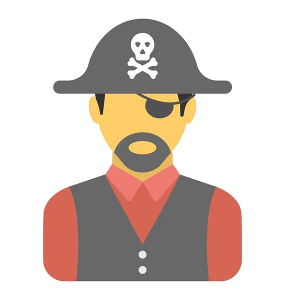 Projeto Ícone Plano Pirata — Vetor de Stock