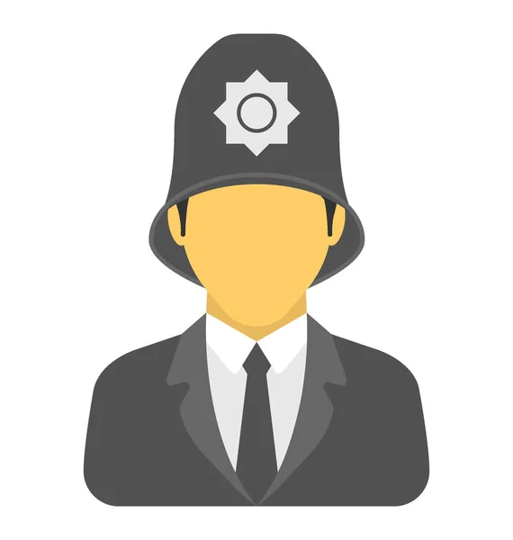 这个警察与帽子 它的特点是在中间的黄金徽章或盾牌 — 图库矢量图片