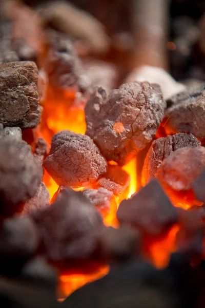 Red-hot forge with red coals — Stock Photo, Image