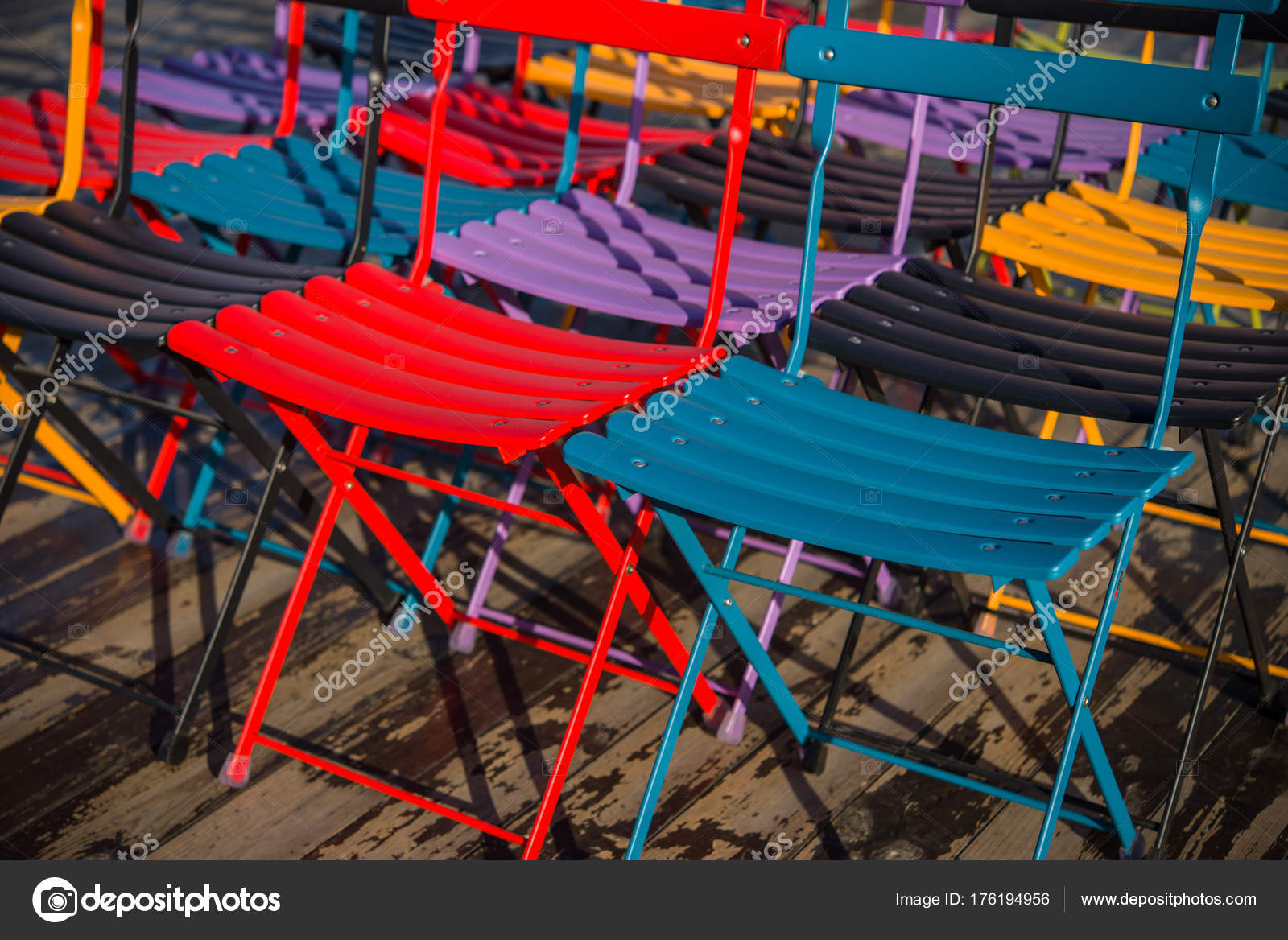 colorful folding chairs