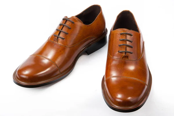 Classic Brown Men Shoes White Background — Stock Photo, Image