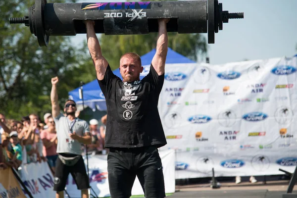 Discorso Strongmen Giorno Del Compleanno Del Villaggio Nel Villaggio Piski — Foto Stock