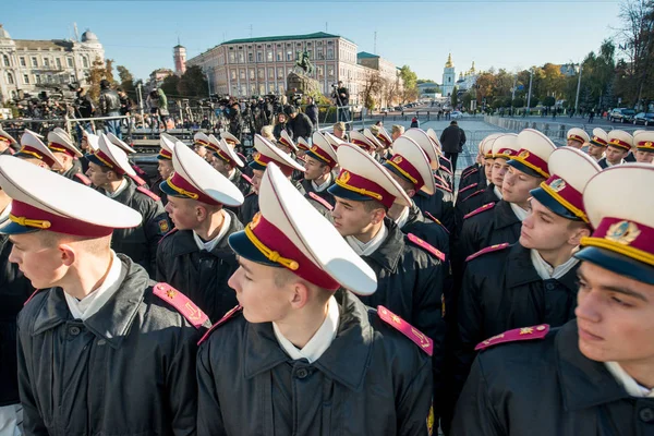 Kadétok Szuvorov Katonai Iskola Eskü Ukrajna Elnöke Kijev Ukrajna 2016 — Stock Fotó