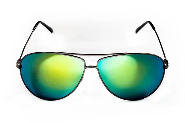 Gafas Sol Con Gafas Verdes Sobre Fondo Blanco — Foto de Stock