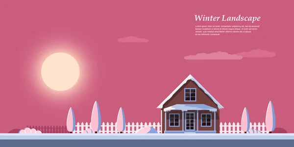 Inverno nascer do sol paisagem — Vetor de Stock