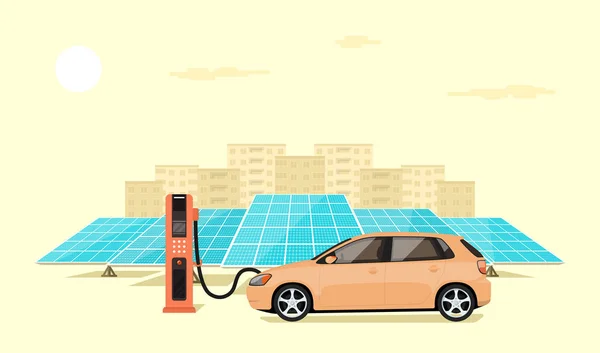 Carga de coche eléctrico — Vector de stock