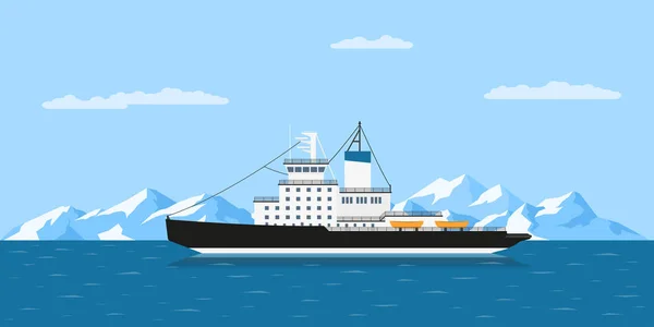 Icebergs et navire — Image vectorielle
