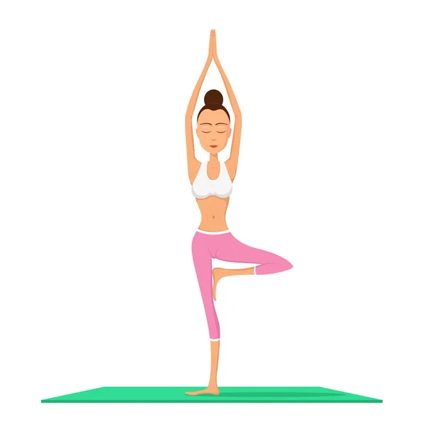 Girl practicing yoga — Stock Vector