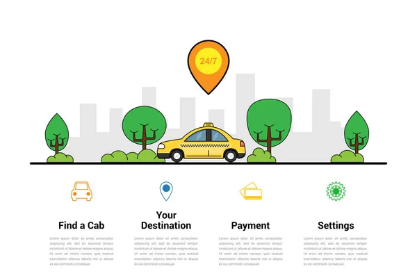 Service de taxi infographie — Image vectorielle