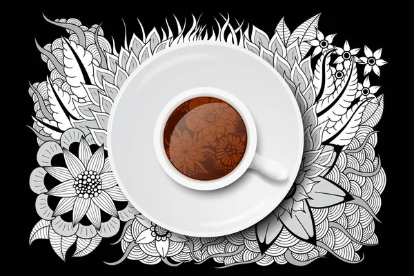 Taza de té con diseño de garabato — Vector de stock