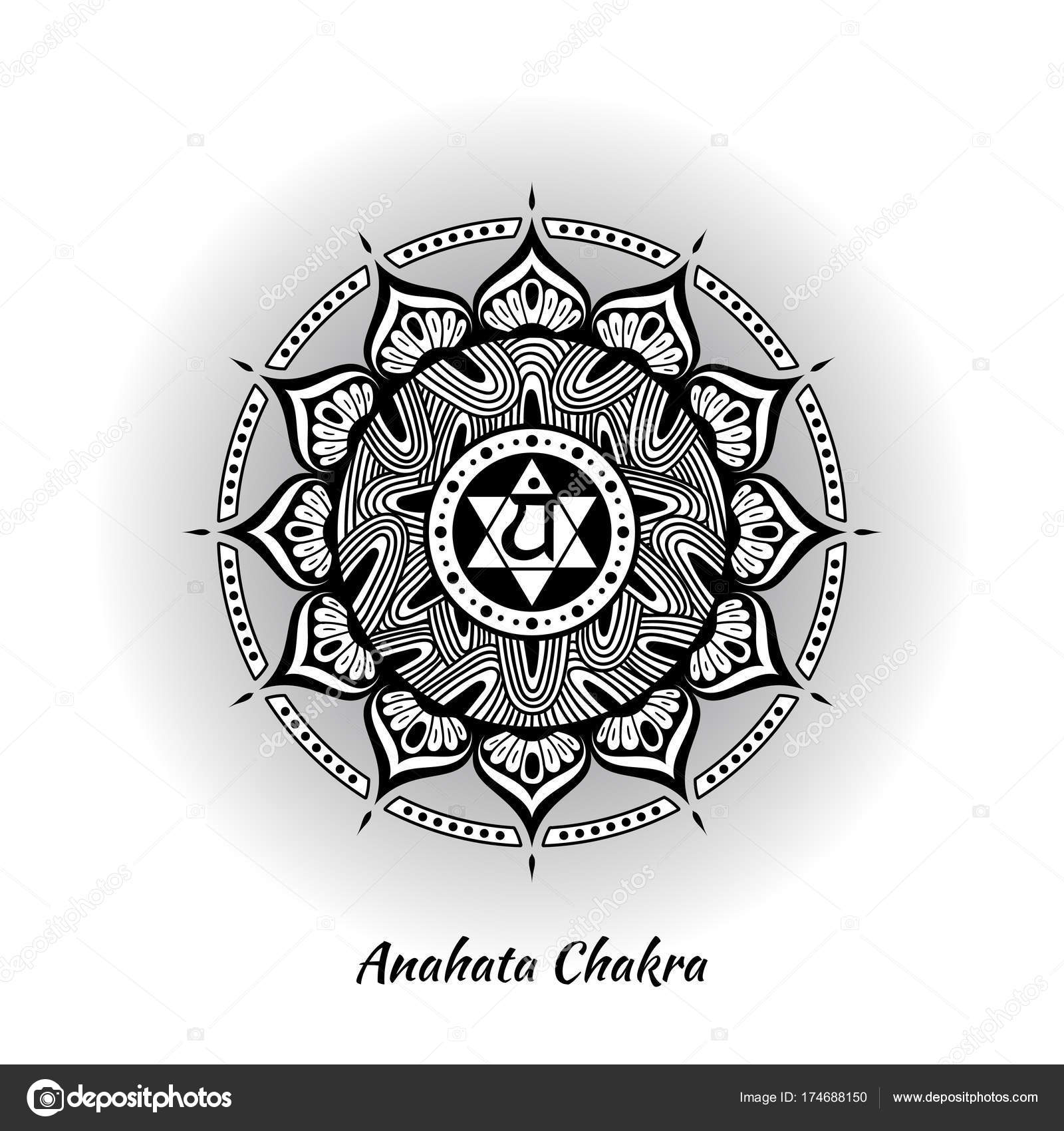 Anahata Chakra Henna Tattoo Mehndi Style Stock Illustration