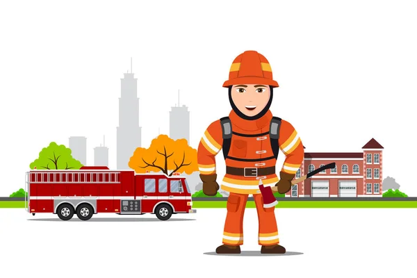 Imagen de un bombero — Vector de stock