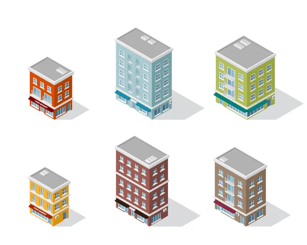 Conjunto de edificios de apartamentos — Vector de stock