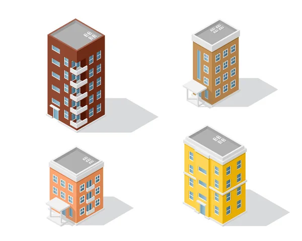 Conjunto de edificios de apartamentos — Vector de stock