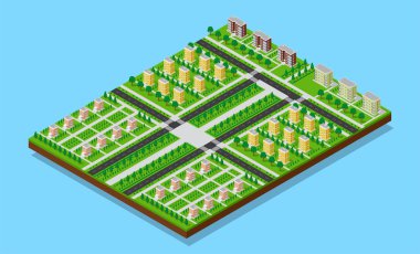 3D izometrik şehir