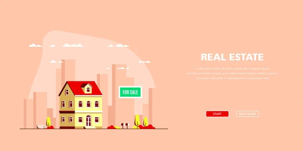 Real Estate Concept Banner. Stock Vector illustration — 图库矢量图片