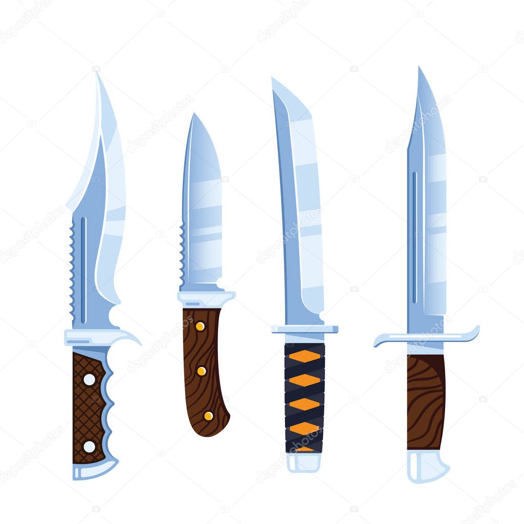 Hunting knife icon design, flat style illustration