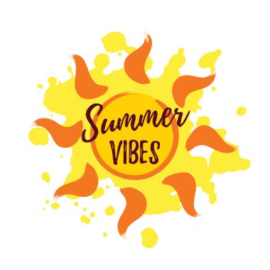 Beyaz arkaplanda yaz titreşimleri olan güneş