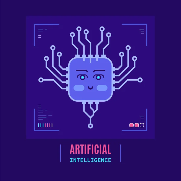 Banner de concepto inteligente artificial, diseño de estilo plano — Archivo Imágenes Vectoriales