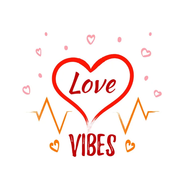 Liefde vibes. Hartvorm met belettering op wit — Stockvector