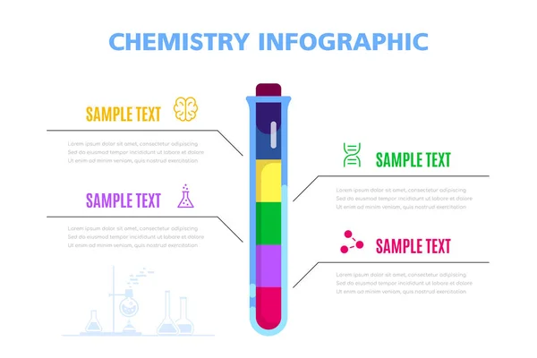 Kémia kutatás tudomány infografika banner sablon. Készletvektor. — Stock Vector