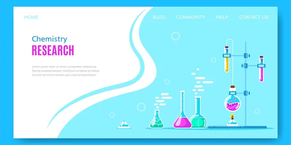Design de banner de conceito de química com equipamentos de laboratório — Vetor de Stock