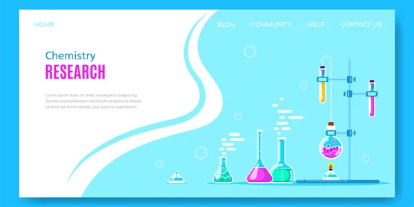 Scheikunde concept banner ontwerp met laboratorium apparatuur — Stockvector