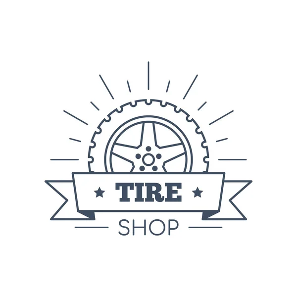Tire and wheel service badge design, stock vector — Stock Vector