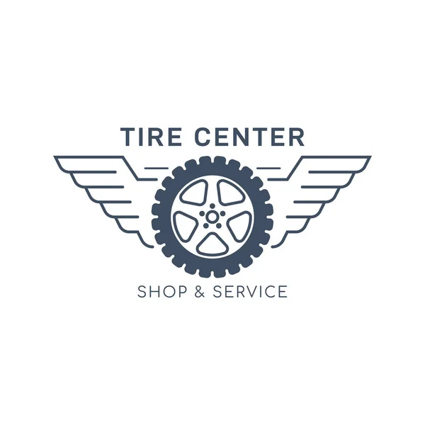 Tire and wheel service badge design, stock vector — Stock Vector