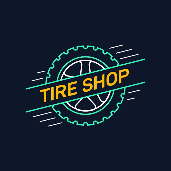 Tire and wheel service badge design, stock vector — Stock Vector